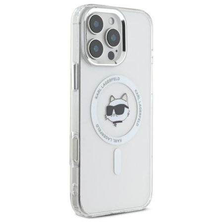Karl Lagerfeld IML Metal Choupette Head MagSafe - Case for iPhone 16 Pro (white)