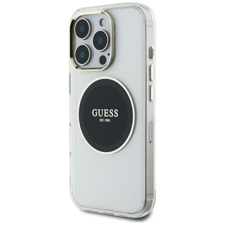 Guess IML Metal Colored Circle Classic Logo MagSafe - Hülle für iPhone 16 Pro Max (schwarz)