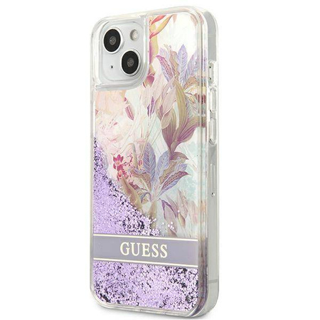 Guess Liquid Glitter Flower – Cover for iPhone 13 mini (Purple)