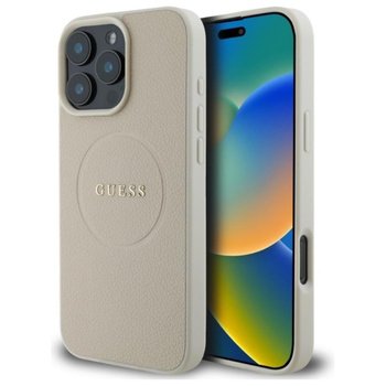 Guess Anneau Grainé MagSafe - Coque iPhone 16 Pro Max (beige)