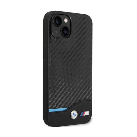 BMW Leather Carbon Blue Line - Coque pour iPhone 13 (Noir)