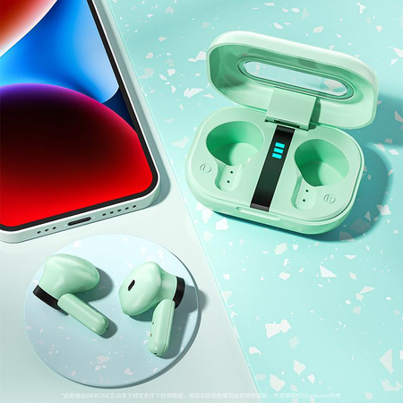 WEKOME VA06 Vanguard sorozat - V5.2 TWS vezeték nélküli Bluetooth fejhallgató töltőtokkal (zöld)