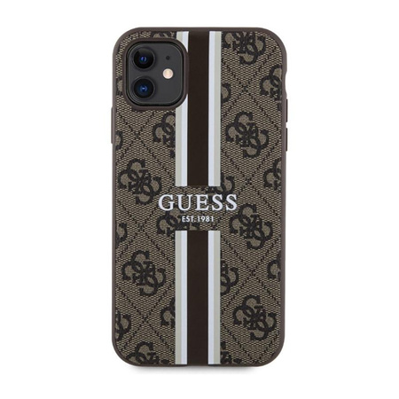 Guess 4G Printed Stripes MagSafe - Schutzhülle für iPhone 11 (Braun)