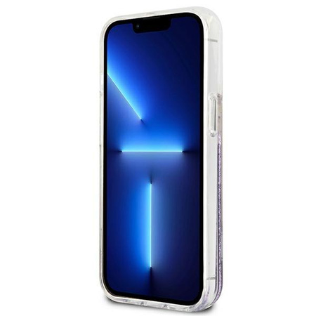 Guess Liquid Glitter Flower - kryt pro iPhone 13 mini (fialový)