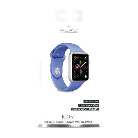 PURO ICON - Elastický sportovní řemínek pro Apple Watch 42/44/45 mm (S/M a M/L) (modrý)