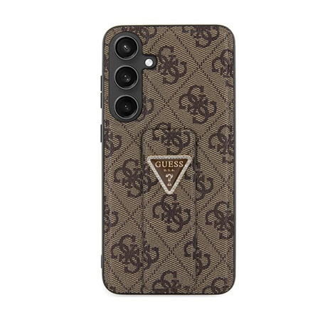 Guess Grip Stand 4G Triangle Strass Logo - Hülle für Samsung Galaxy S24 (Braun)