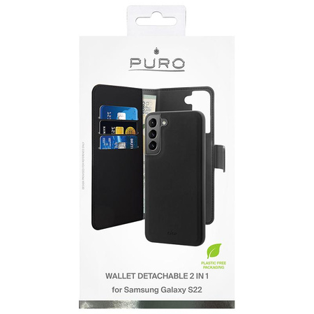 PURO Peněženka odnímatelná - pouzdro 2 v 1 Samsung Galaxy S22 (černé)