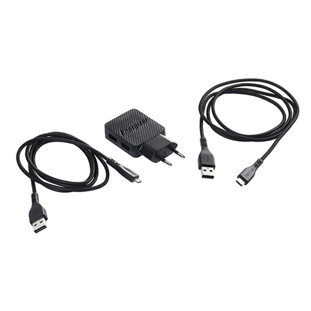 Energizer HardCase - Chargeur secteur compact 2x USB-A + USB-C & câble Micro USB (Noir) garantie à vie