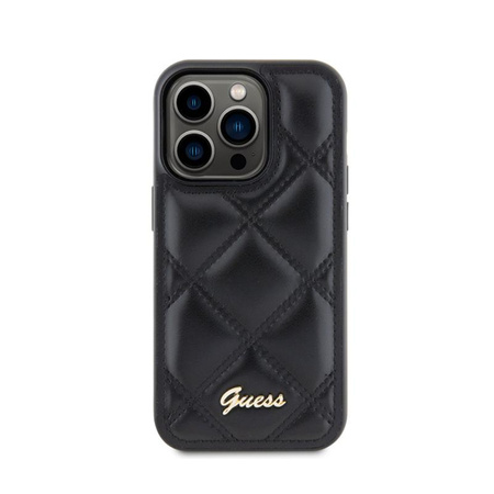 Guess Quilted Metal Logo - Case for iPhone 15 Pro (Black)