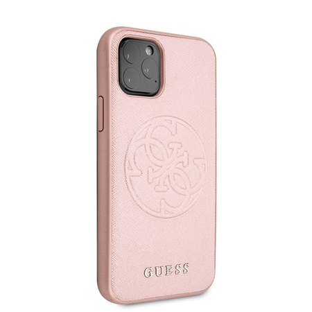 Guess Saffiano 4G Circle Logo - Coque iPhone 11 Pro (rose)