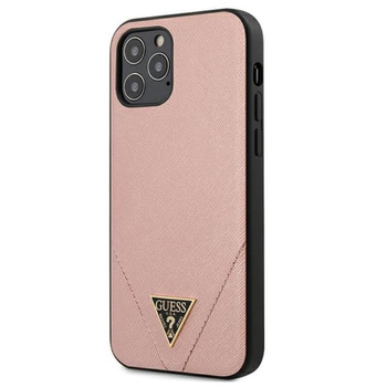 Guess Saffiano V - pouzdro pro iPhone 12 Pro Max (růžové)