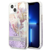Guess Liquid Glitter Flower - kryt pro iPhone 13 mini (fialový)