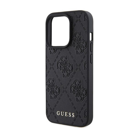 Guess Leather 4G Stamped - Étui pour iPhone 15 Pro Max (noir)