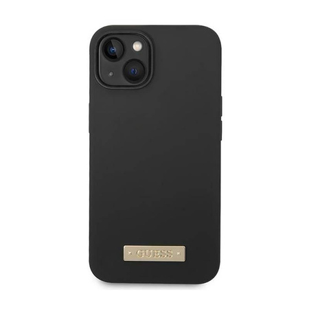 Guess Silicone Logo Plate MagSafe - iPhone 14 Case (black)