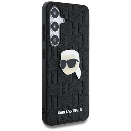 Karl Lagerfeld Leather Monogram Pin Logo Karl Head - Pouzdro pro Samsung Galaxy S25 (Černé)