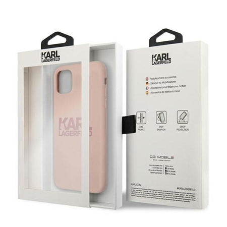 Karl Lagerfeld Silicone Stack Logo - pouzdro pro iPhone 11 (růžové)