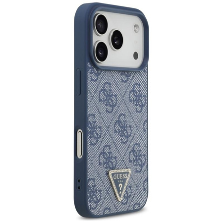 Guess Leather 4G Triangle Strass MagSafe - Pouzdro iPhone 17 Pro (Modrá)