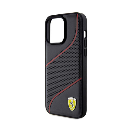 Ferrari Perforované kovové logo Waves - pouzdro pro iPhone 15 Pro Max (černé)