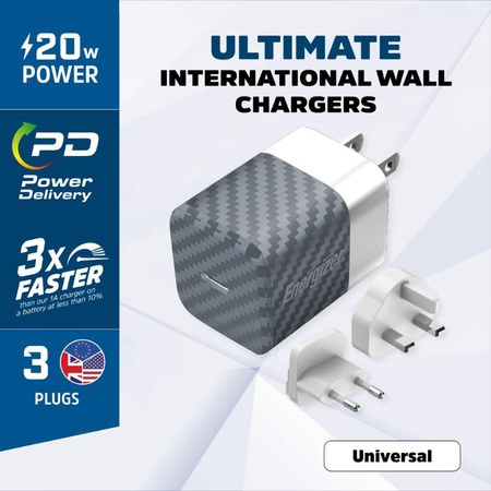 Energizer Ultimate - Multiplug EU / UK / US GaN 20W PD Netzladegerät (Silber)