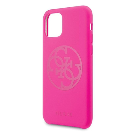 Guess Slilicon 4G Logo ton sur ton - Coque iPhone 11 Pro Max (Fuchsia)