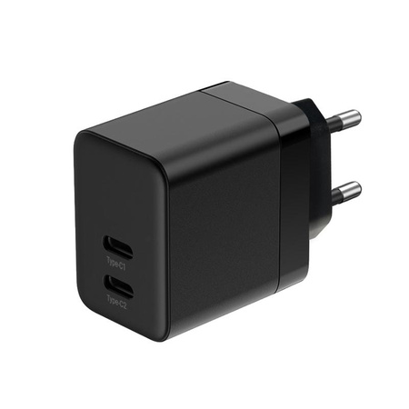 Crong Ultra Compact GaN - Wall charger 2x USB-C Power Delivery 35W (Black)