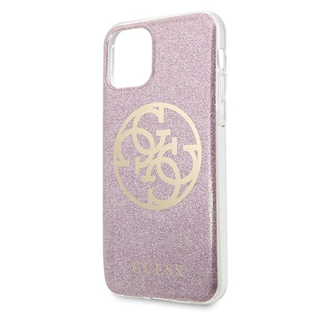 Pouzdro Guess Circle Glitter 4G - iPhone 11 Pro Max (růžové)