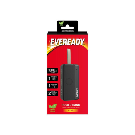 Eveready PX30B - Powerbank 30000 mAh 2x USB-A (fekete)