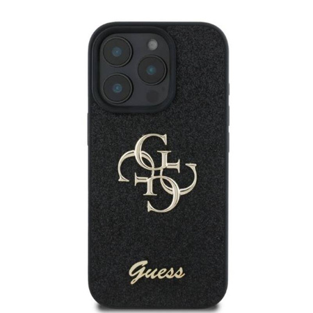 Guess Fixed Glitter Big 4G - Etui iPhone 16 Pro Max (czarny)