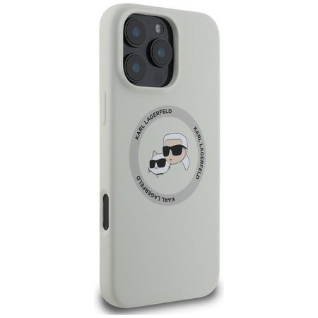 Karl Lagerfeld Silicone Double Heads And Circle MagSafe - Coque pour iPhone 16 Pro Max (beige)