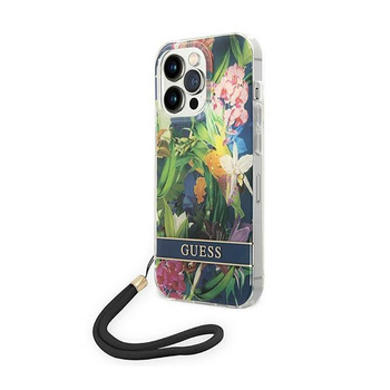 Guess Flower Cord - Hülle für iPhone 14 Pro Max (Blau)