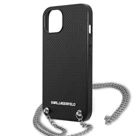 Karl Lagerfeld Leder strukturiert und Kette - iPhone 13 mini Tasche (schwarz)