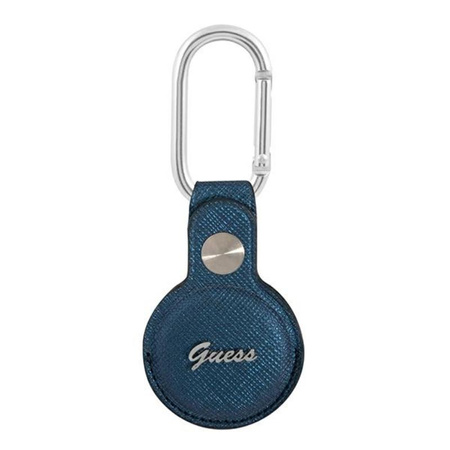 Guess Saffiano Script Dog Clip - pouzdro AirTag (modré)