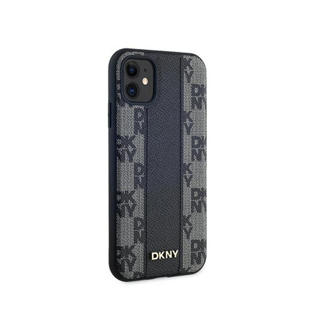 DKNY Leather Checkered Mono Pattern MagSafe - iPhone 11 Case (noir)