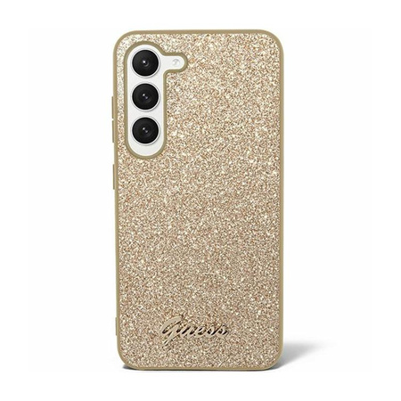 Pouzdro Guess Glitter Flakes Metal Logo - Samsung Galaxy S24+ (zlaté)