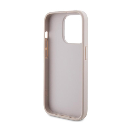 Guess 4G Bottom Stripe Metal Logo Collection - Coque pour iPhone 15 Pro (rose)