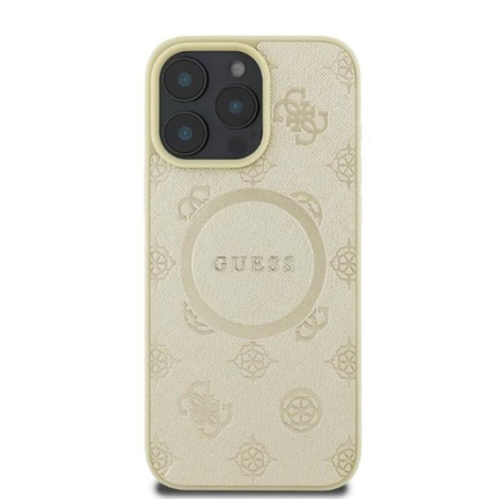 Guess Saffiano Peony Classic Logo MagSafe - Case for iPhone 16 Pro (gold)