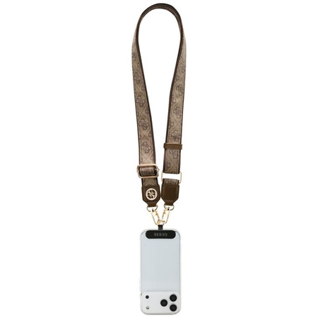 Guess Universal Crossbody Strap 4G Tether Patch Strass Metal Logo - Universal Phone Strap / Lanyard (Brown)
