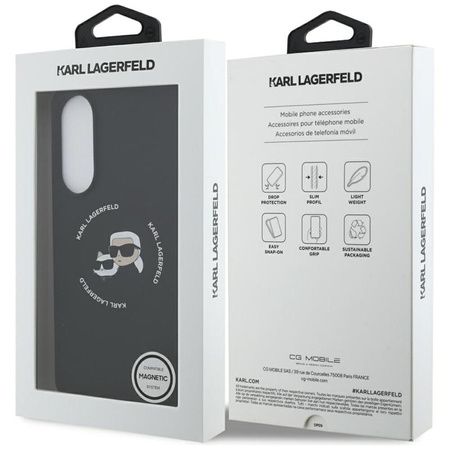 Karl Lagerfeld Silicone Double Heads And Circle MagSafe – Pouzdro pro Samsung Galaxy S25 Edge (černé)