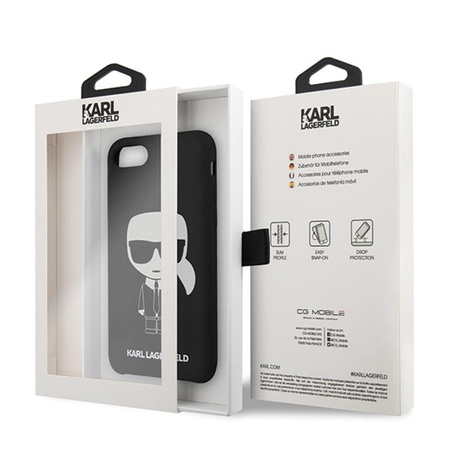 Karl Lagerfeld Fullbody Silicone Iconic - pouzdro pro iPhone SE 2022 / SE 2020 / 8 / 7 (černé)
