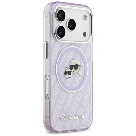 Karl Lagerfeld IML Glitter Karl & Choupette Heads Logo MagSafe - Case for iPhone 17 Pro (purple)