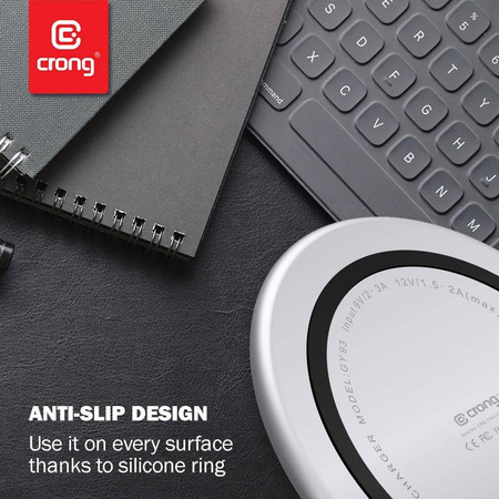 Crong Qi Fast Wireless Charger with Aluminium & Armorplate housing 15W (black)
