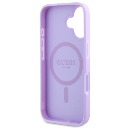 Guess Saffiano Peony Classic Logo MagSafe – Hülle für iPhone 16 (violett)