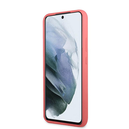 Guess Silicone Script Metal Logo - Etui Samsung Galaxy S22 (fuksja)