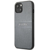 Guess Saffiano fém logós csíkok - iPhone 13 tok (szürke)