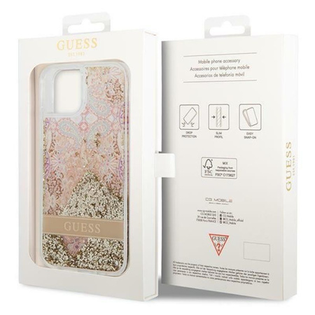 Guess Liquid Glitter Paisley - iPhone 14 Plus tok (arany)