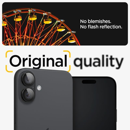 Spigen Optik Pro GLAS.TR EZ Fit Camera Protector 2-Pack - Szkło ochronne na obiektyw do iPhone 17 / 16 / 16 Plus (2 szt) (Czarny)