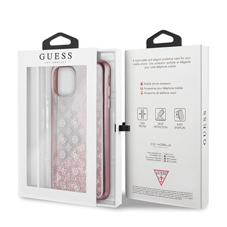 Guess 4G Peony Liquid Glitter - iPhone 11 Pro Max Tasche (rosa)