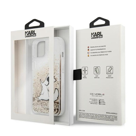 Karl Lagerfeld Liquid Glitter Choupette Fun - Etui iPhone 13 Mini (złoty)