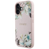 Guess MagSafe - Tasche mit genarbtem Blumenmuster für iPhone 16 (rosa)