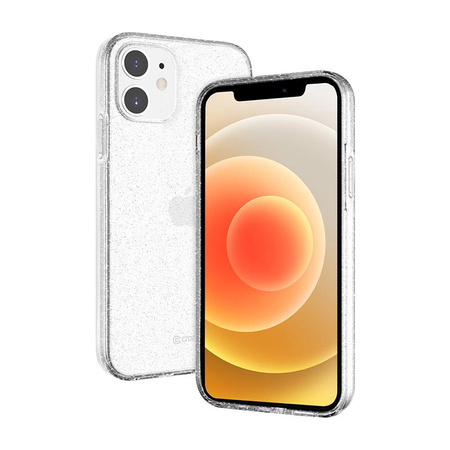 Crong Glitter Case - pouzdro pro iPhone 12 / iPhone 12 Pro (průhledné/stříbrné)